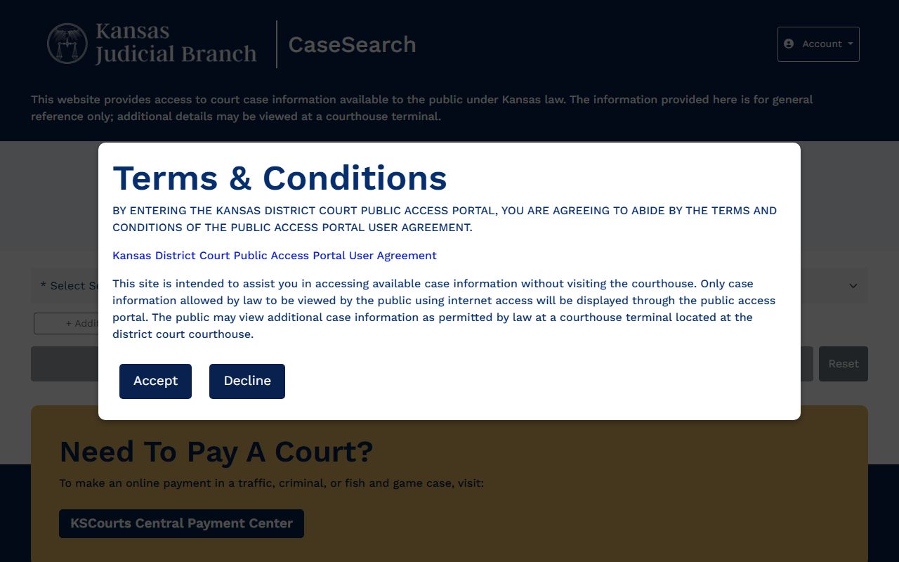 Kansas CaseSearch portal for Norton County court records after arrest