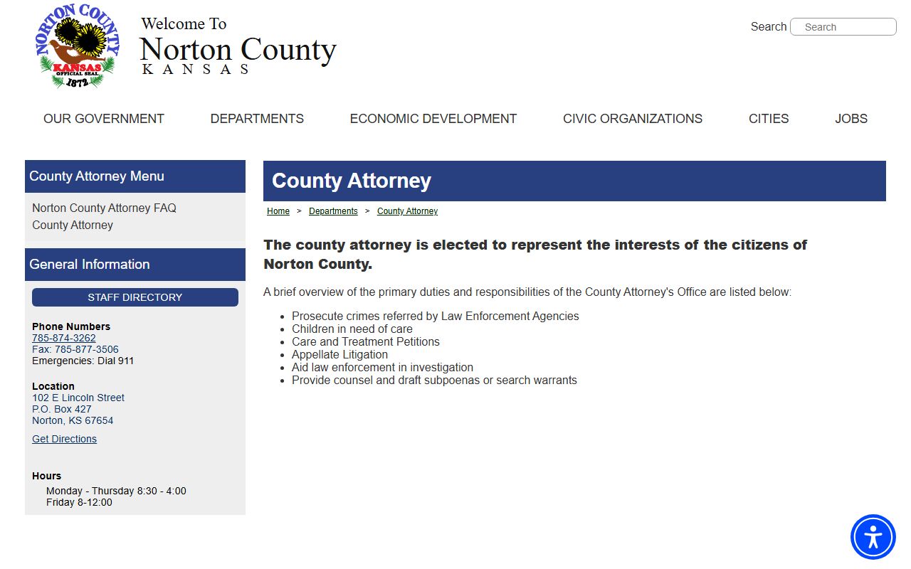 Norton County Attorney office role in court records after jail arrest