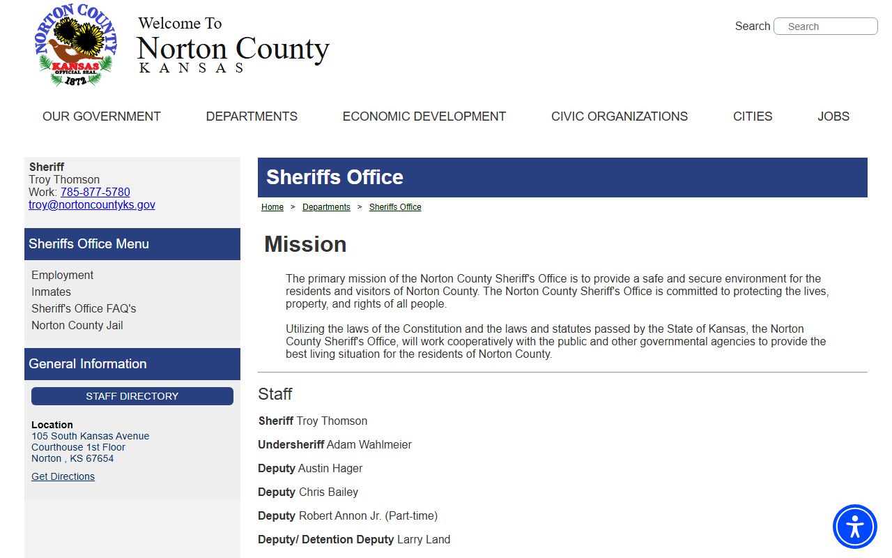 Norton County Jail sheriff office inmate records page